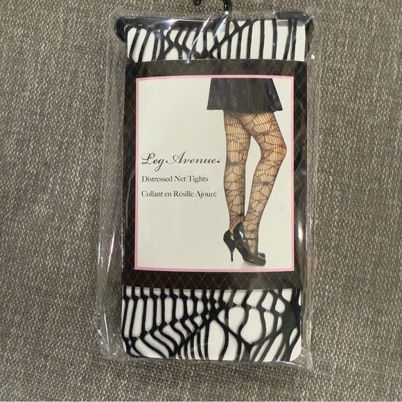 Leg Avenue Accessories - Leg Avenue Black Distressed Spiderweb Net Tights